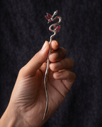 Crimson Serpent Hair Pin