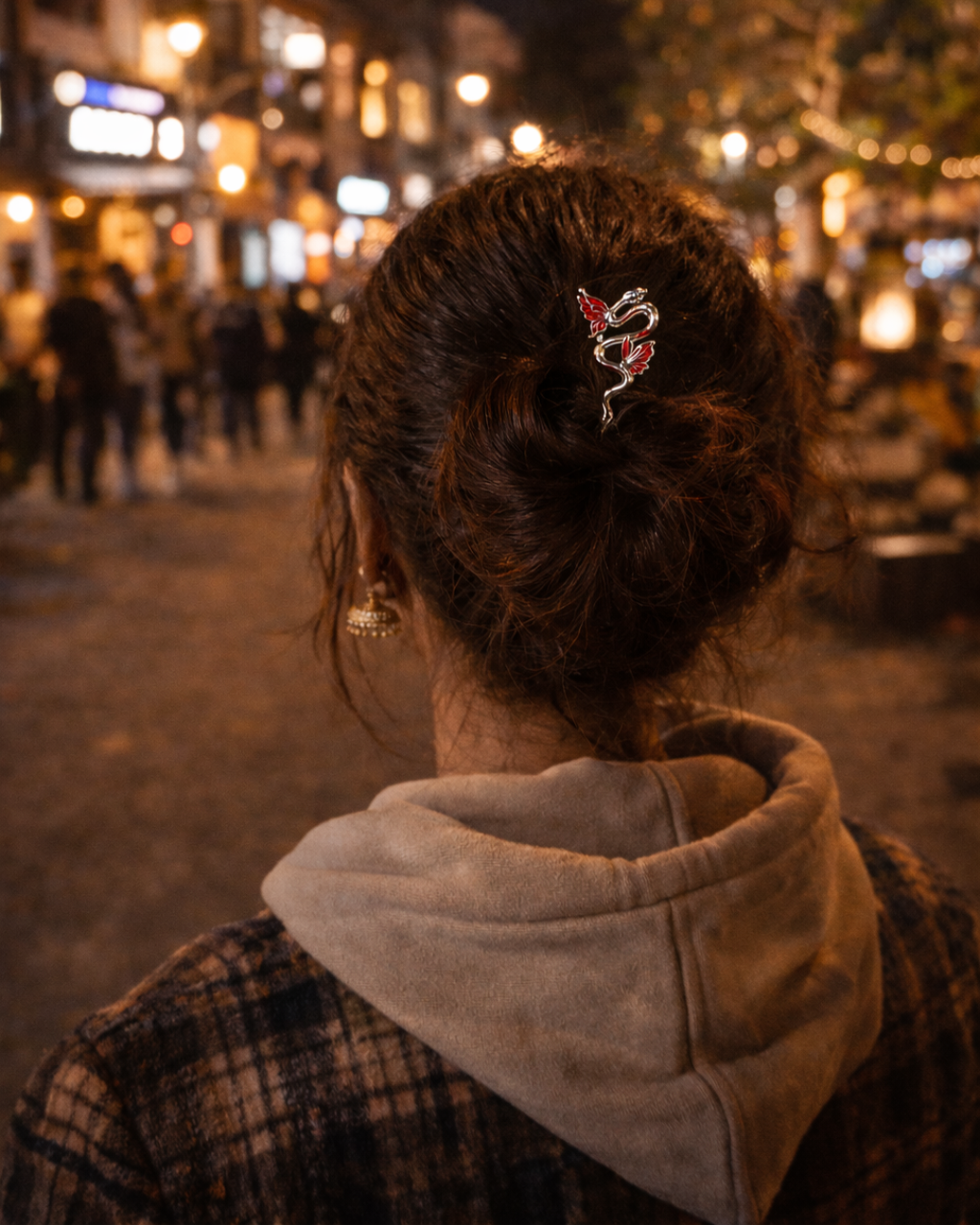 Crimson Serpent Hair Pin