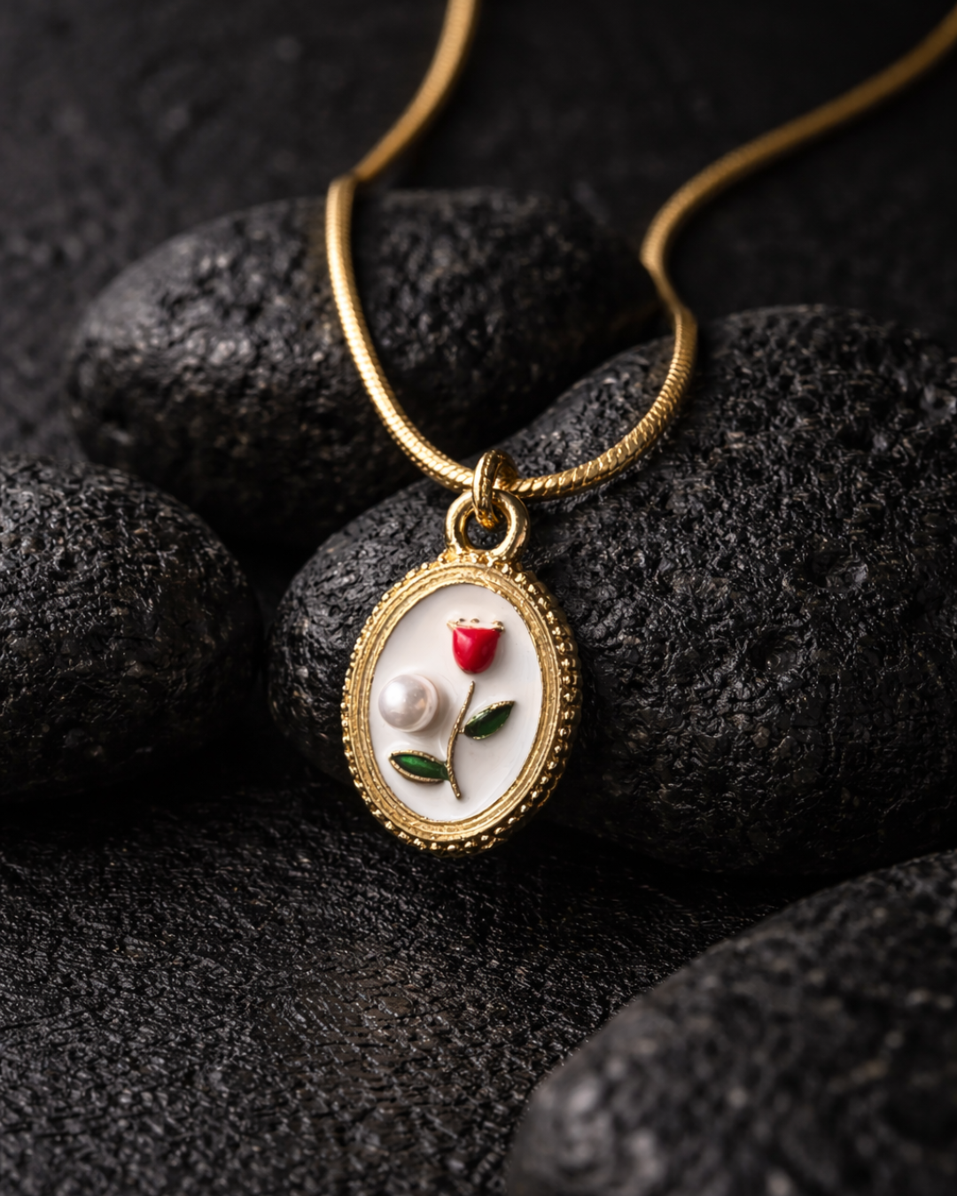 Cute Rose Pearl Floral Pendant for Women