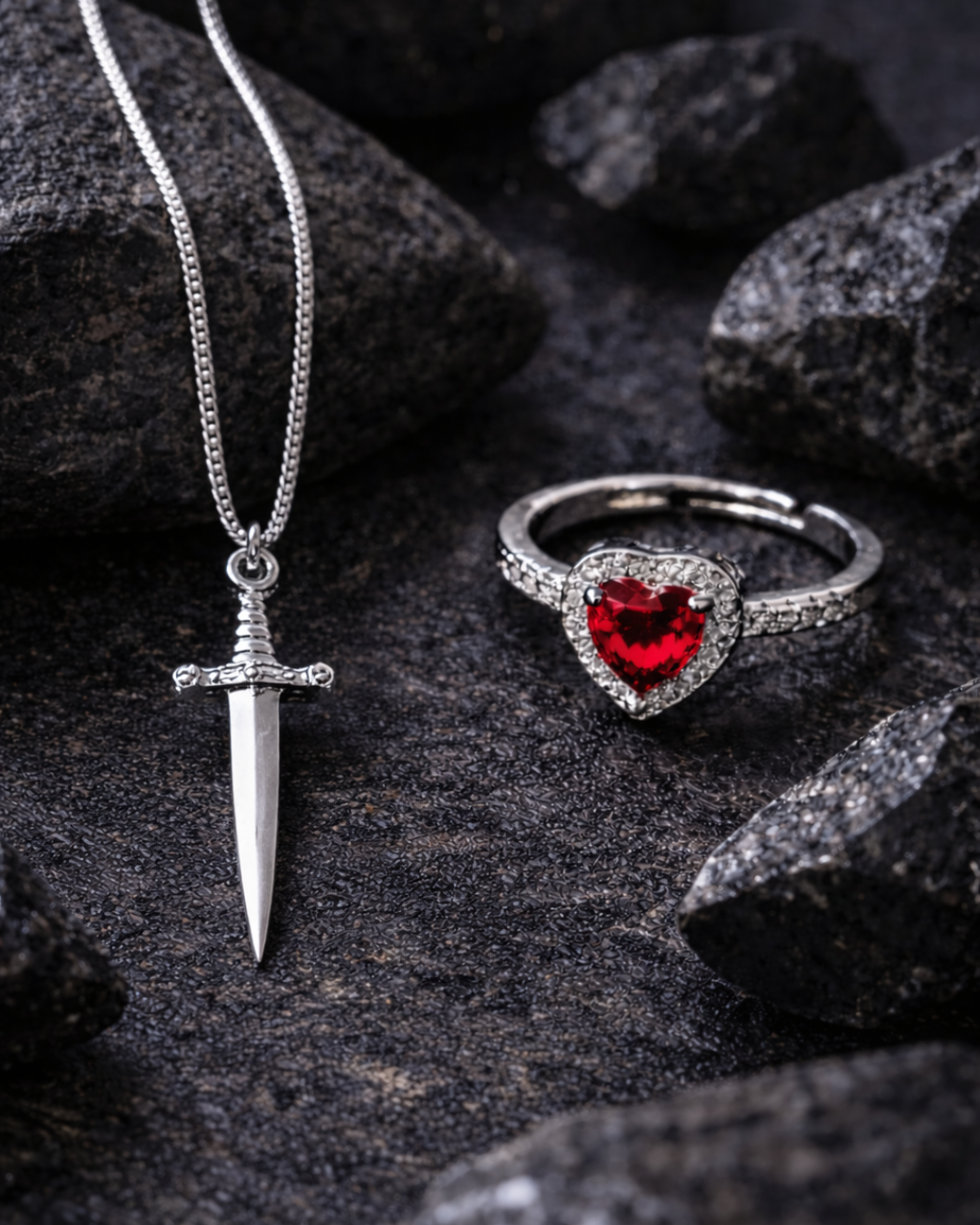 Heart Ring Sword Chain Combo for Couples