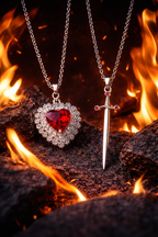 Heart & Sword- Couple's Matching Chains