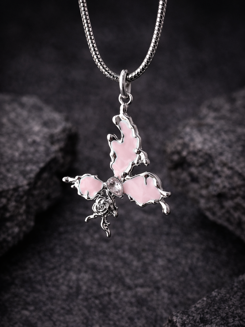 ICY Pink Butterfly Chain