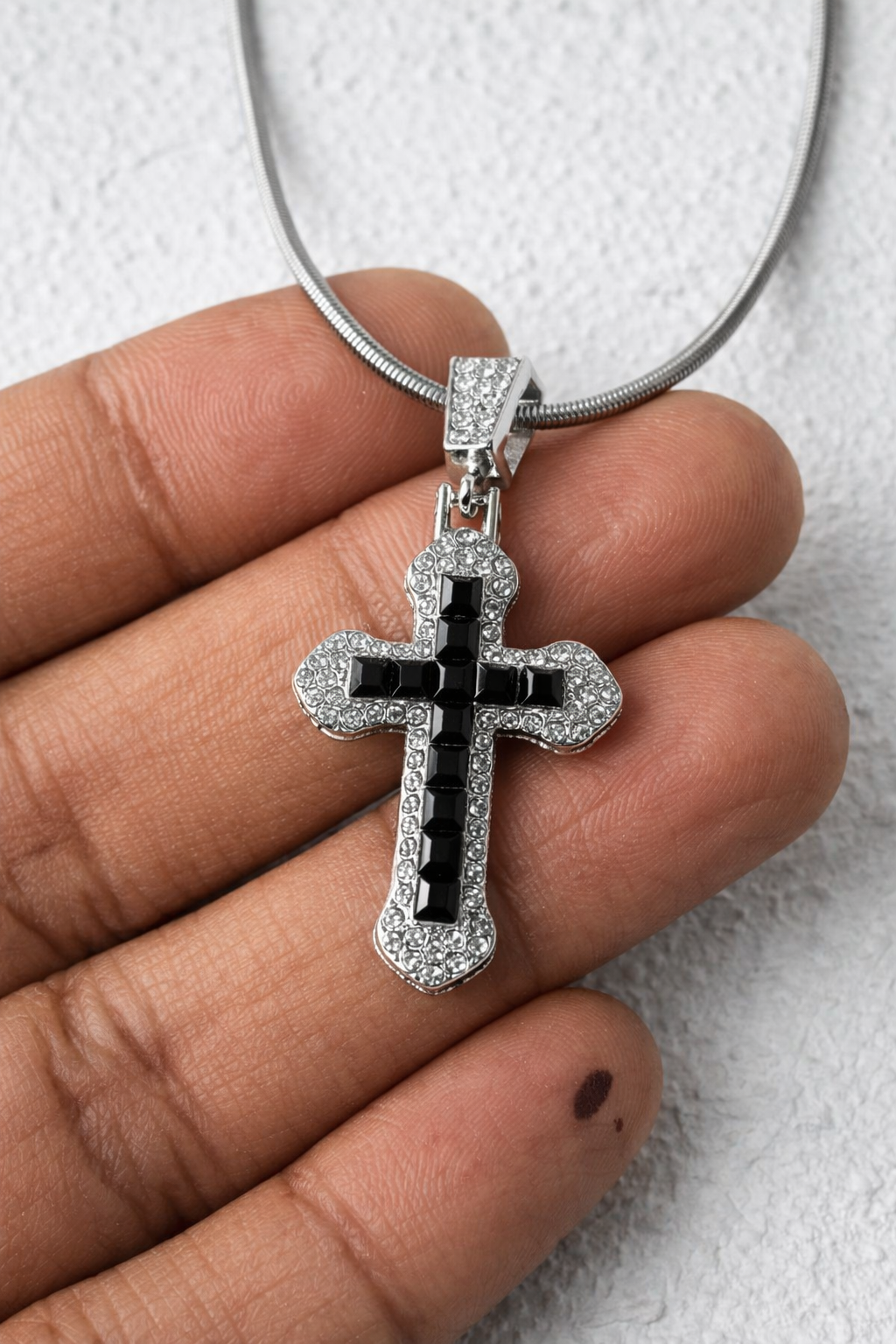 ICED BLACK CROSS CHAIN
