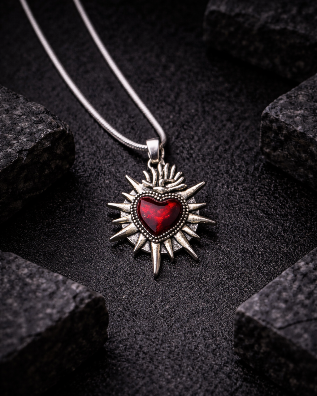 Red Heart Spiked Charm