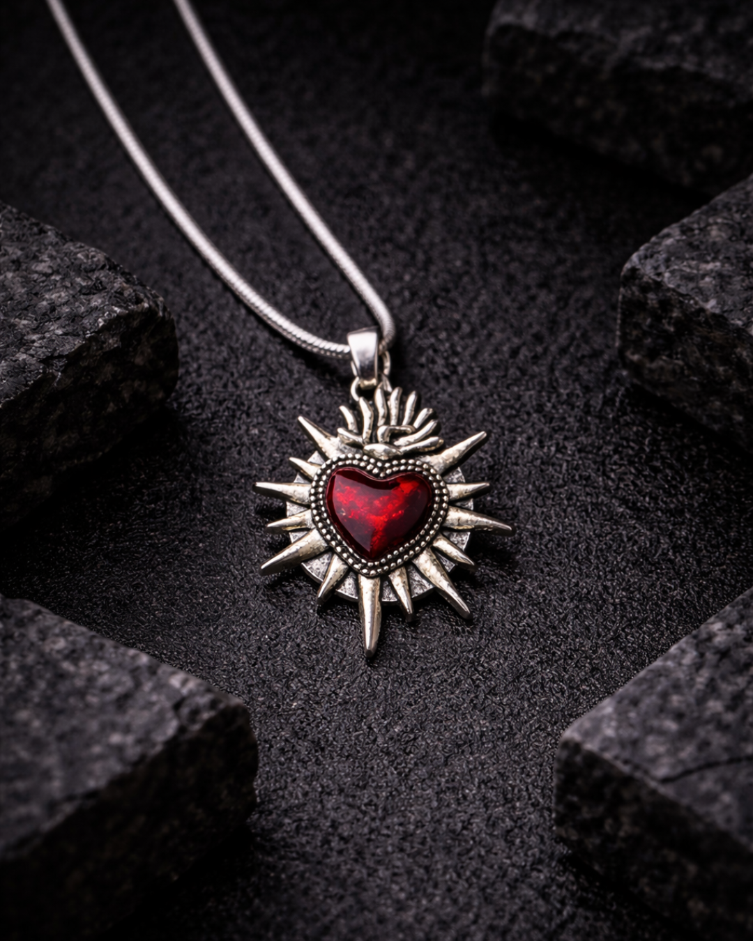 Red Heart Spiked Charm
