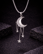 White Moon & Stars Necklace for Women