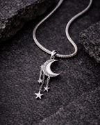 White Moon & Stars Necklace for Women