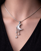White Moon & Stars Necklace for Women